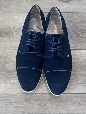 Stacy Adams Bale Cap Toe Suede Oxford Navy Blue Shoes Size 12